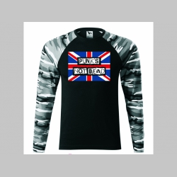Punks not Dead pánske tričko (nie mikina!!) s dlhými rukávmi vo farbe " metro " čiernobiely maskáč  gramáž 160 g/m2 materiál 100%bavlna